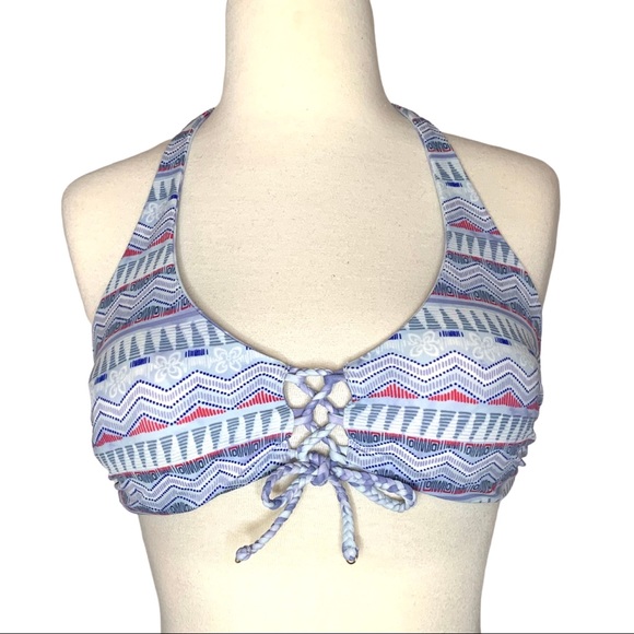 Victoriaโs Secret | Medium Bikini Top- Reversible Abstract Aztec / Blue Tie Dye - Picture 3 of 13